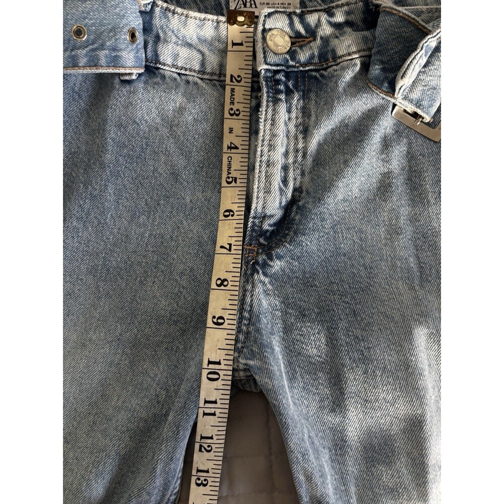 Zara Women's Light Blue Denim Belted Cargo Jeans SZ 4 - Picture 11 of 14